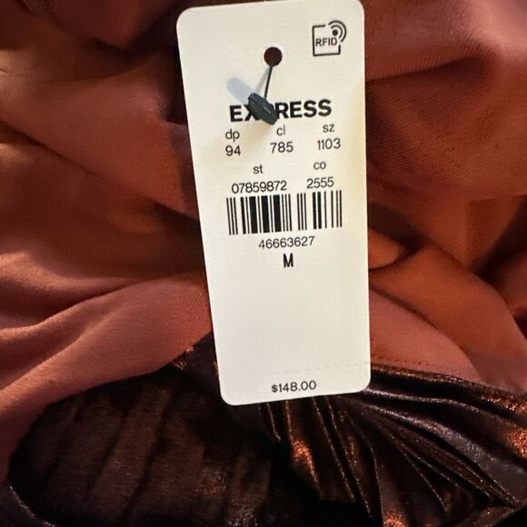 NEW Express BARE V NK PLEATED METALLIC MAXI  FIRED BRICK Mfg $148 Medium - Picture 10 of 12